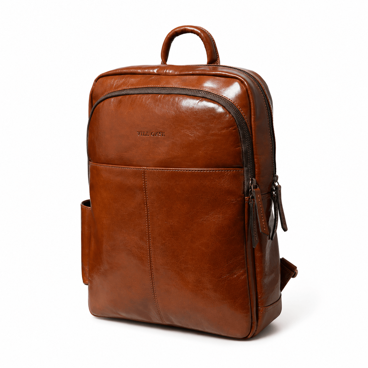 The Trek Leather backpack by VILL OKSE side view