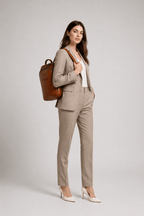 The Trek Leather backpack by VILL OKSE with female model