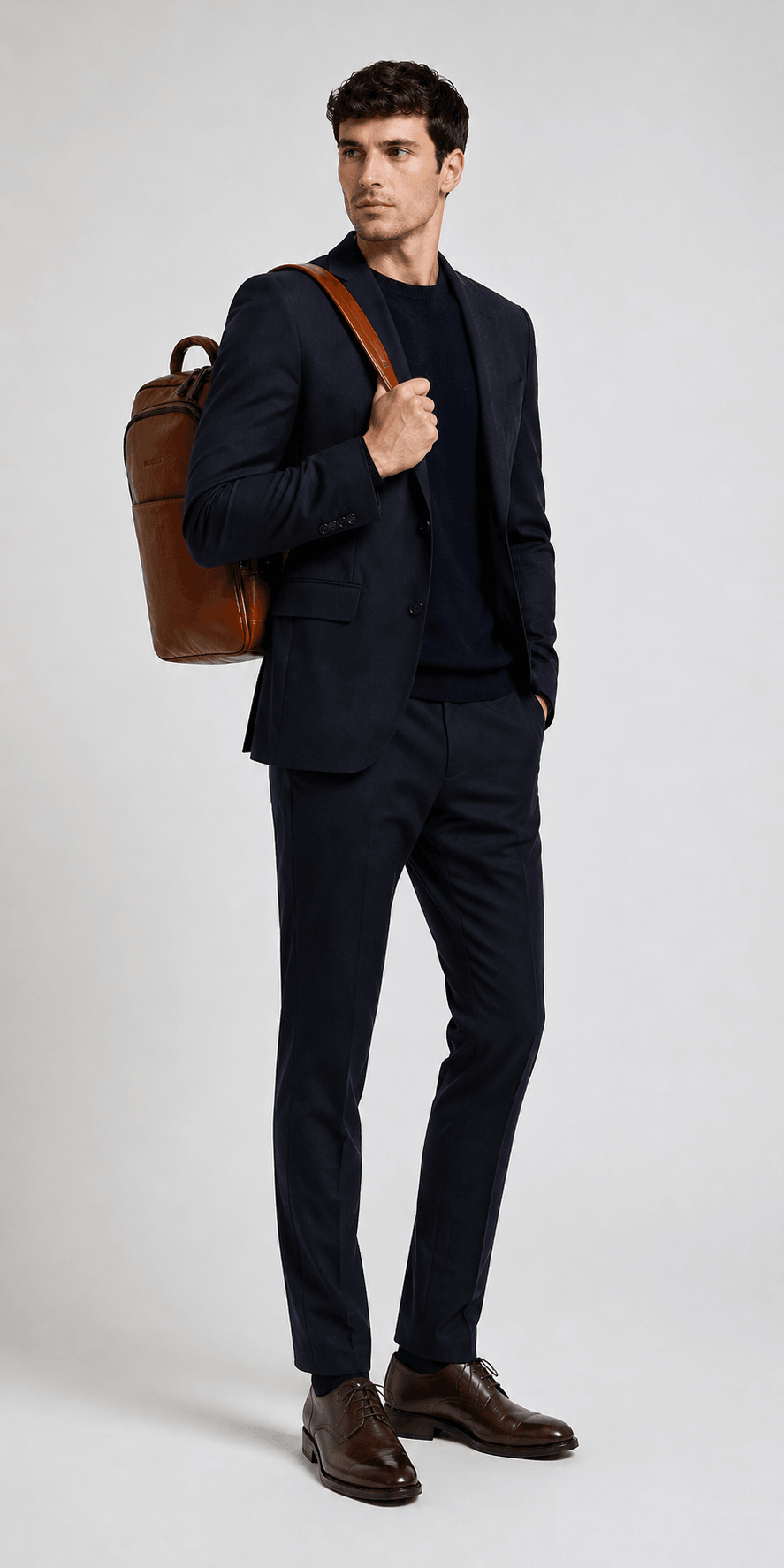 The Trek Leather backpack by VILL OKSE with male model