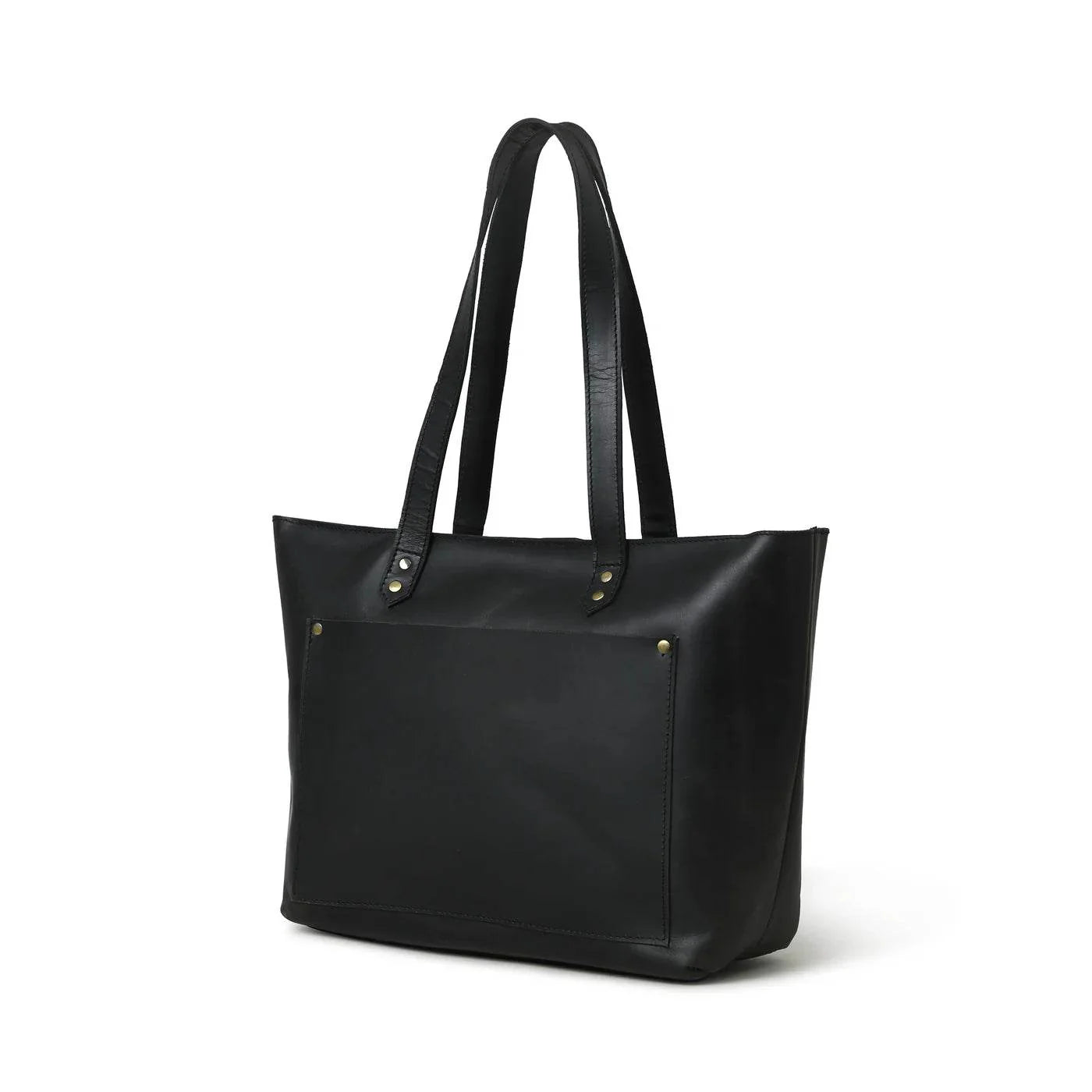 The Work - Genuine Leather Tote Bag - Black Nappa - VILL OKSE