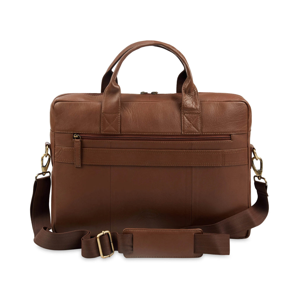 brand-cognac-nappa-leather-laptop-bag-back-zippered-pocket-view - VILL OKSE