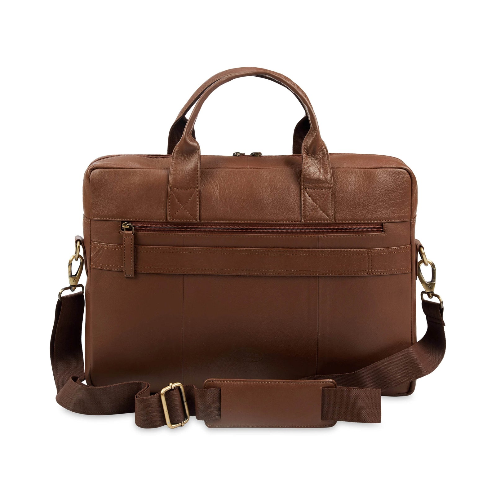 brand-cognac-nappa-leather-laptop-bag-back-zippered-pocket-view - VILL OKSE