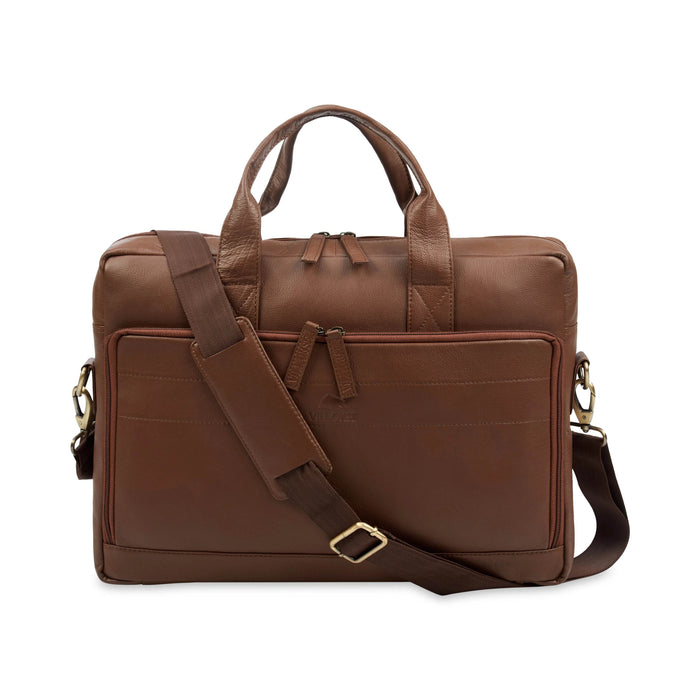 Mandarin Leather Laptop Bag (Cognac Nappa)