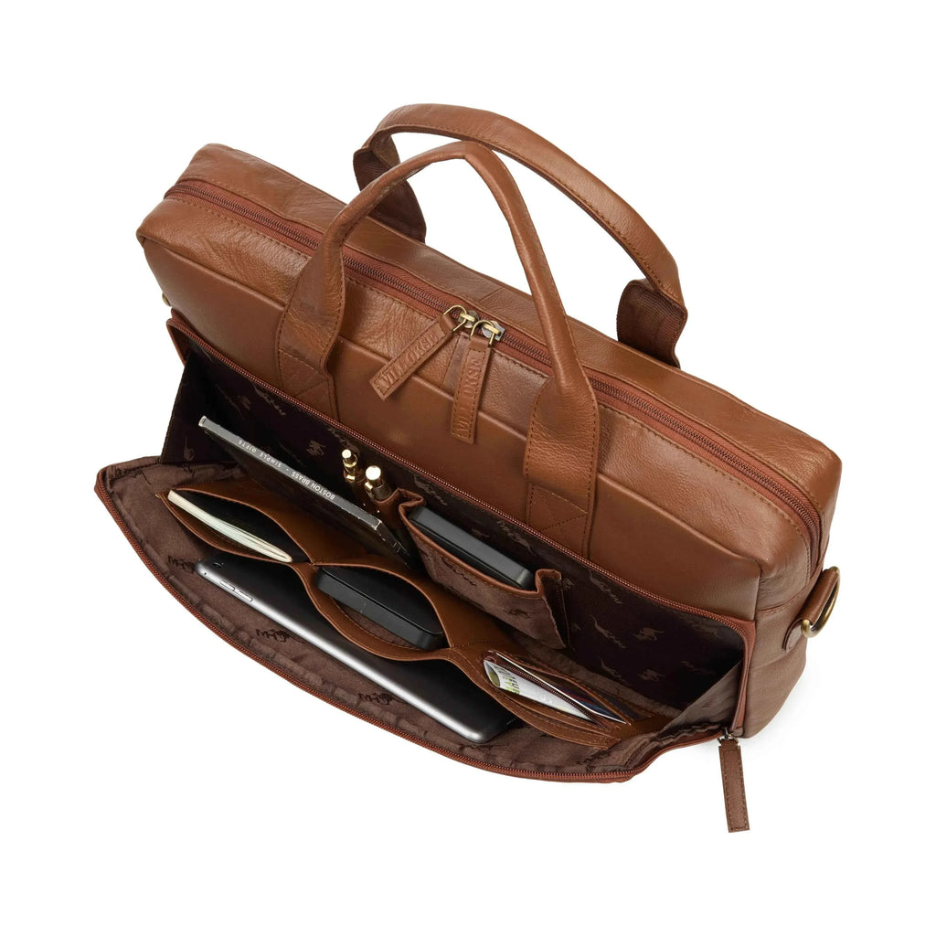 brand-cognac-nappa-leather-laptop-bag-open-main-compartment - VILL OKSE