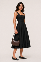 HAREEM LEATHER MOON BAG ( COFFEE BROWN )