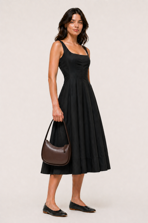 HAREEM LEATHER MOON BAG ( COFFEE BROWN )
