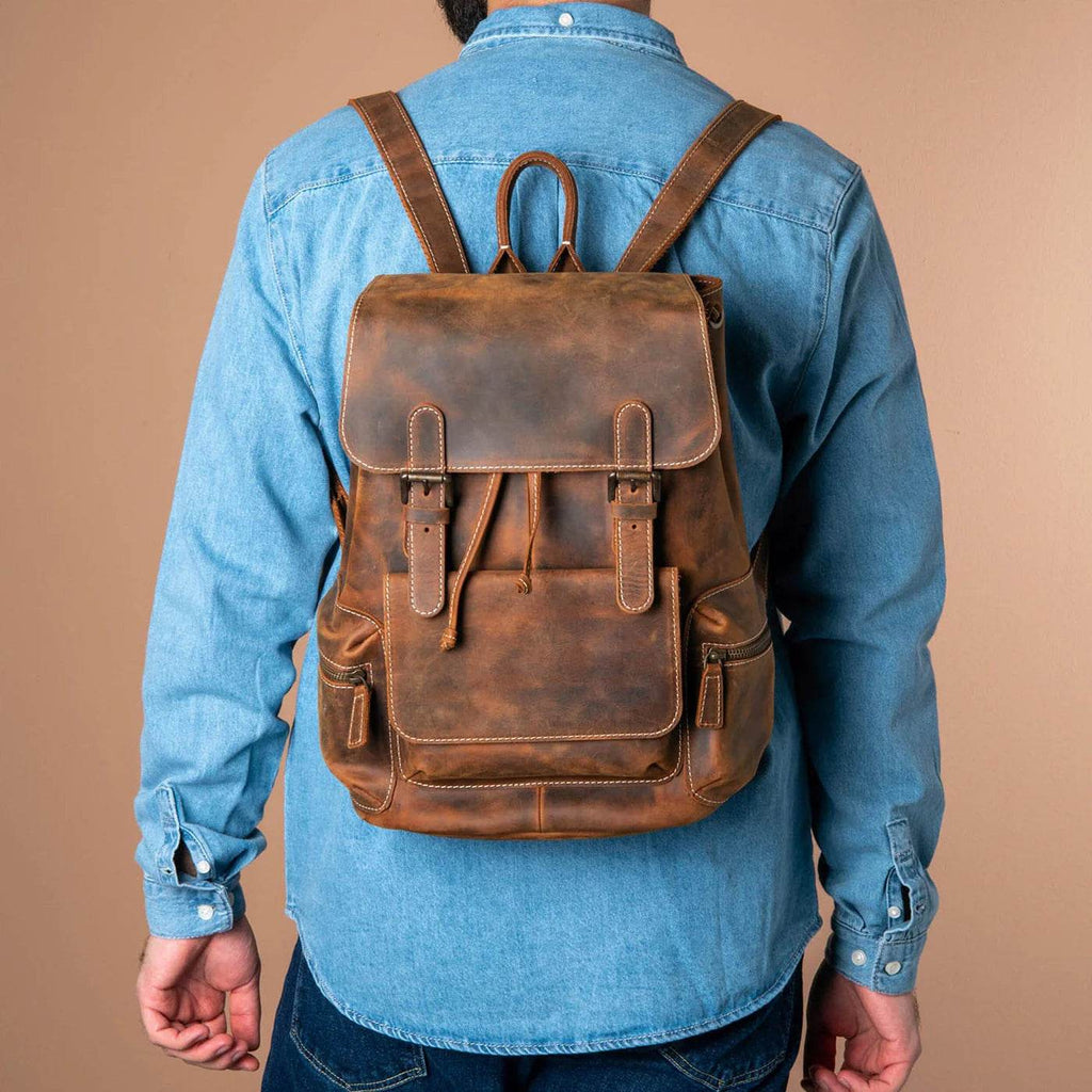 The Neil - Genuine Leather Backpack - Oak Brown Hunter - VILL OKSE