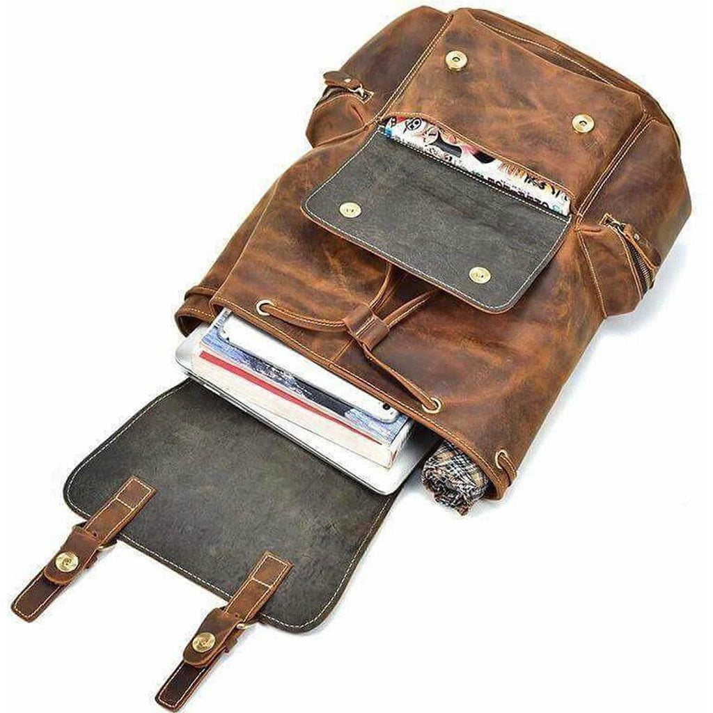 The Neil - Genuine Leather Backpack - Oak Brown Hunter - VILL OKSE