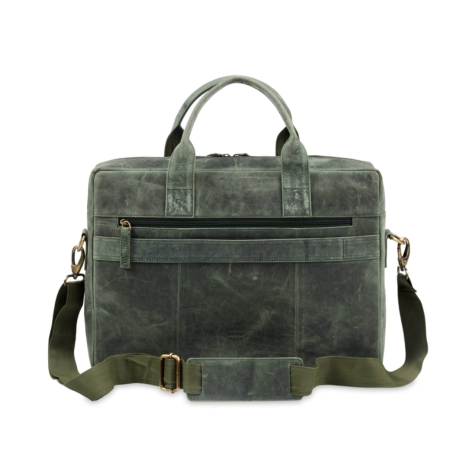 hunter-leather-laptop-bag-back-view-with-zipper-pocket - VILL OKSE