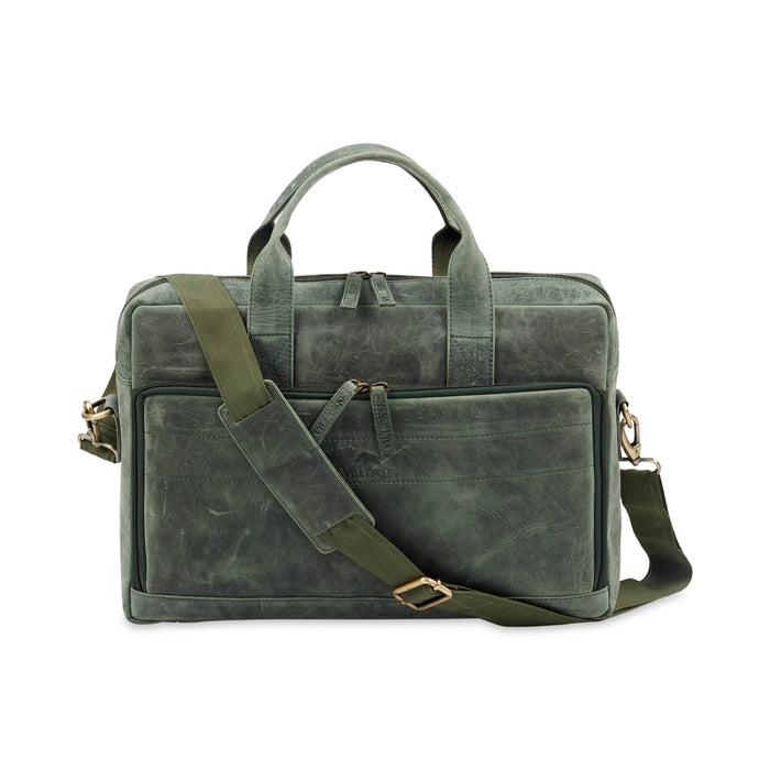 Mandarin Leather Laptop Bag (Green Waxy Hunter)