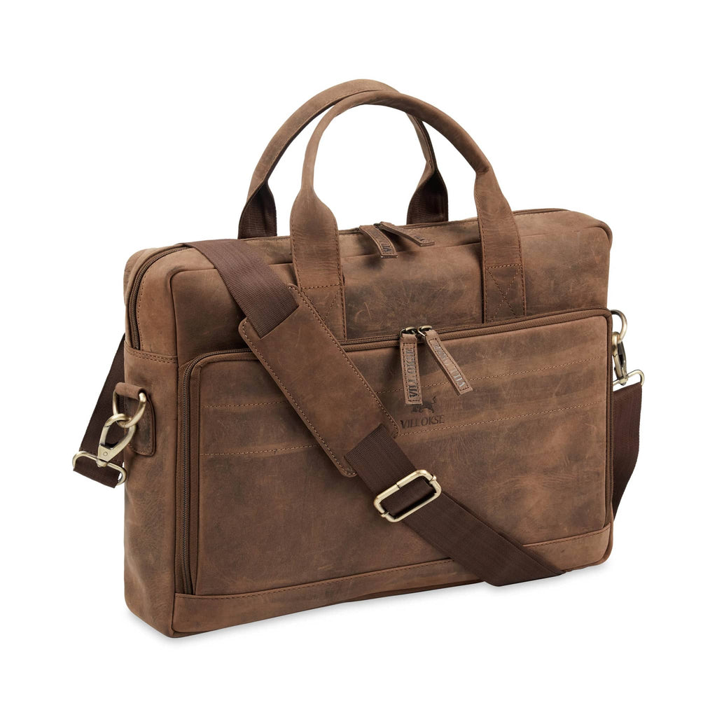 leather-laptop-bag-full-front-side-with-shoulder-strap - VILL OKSE