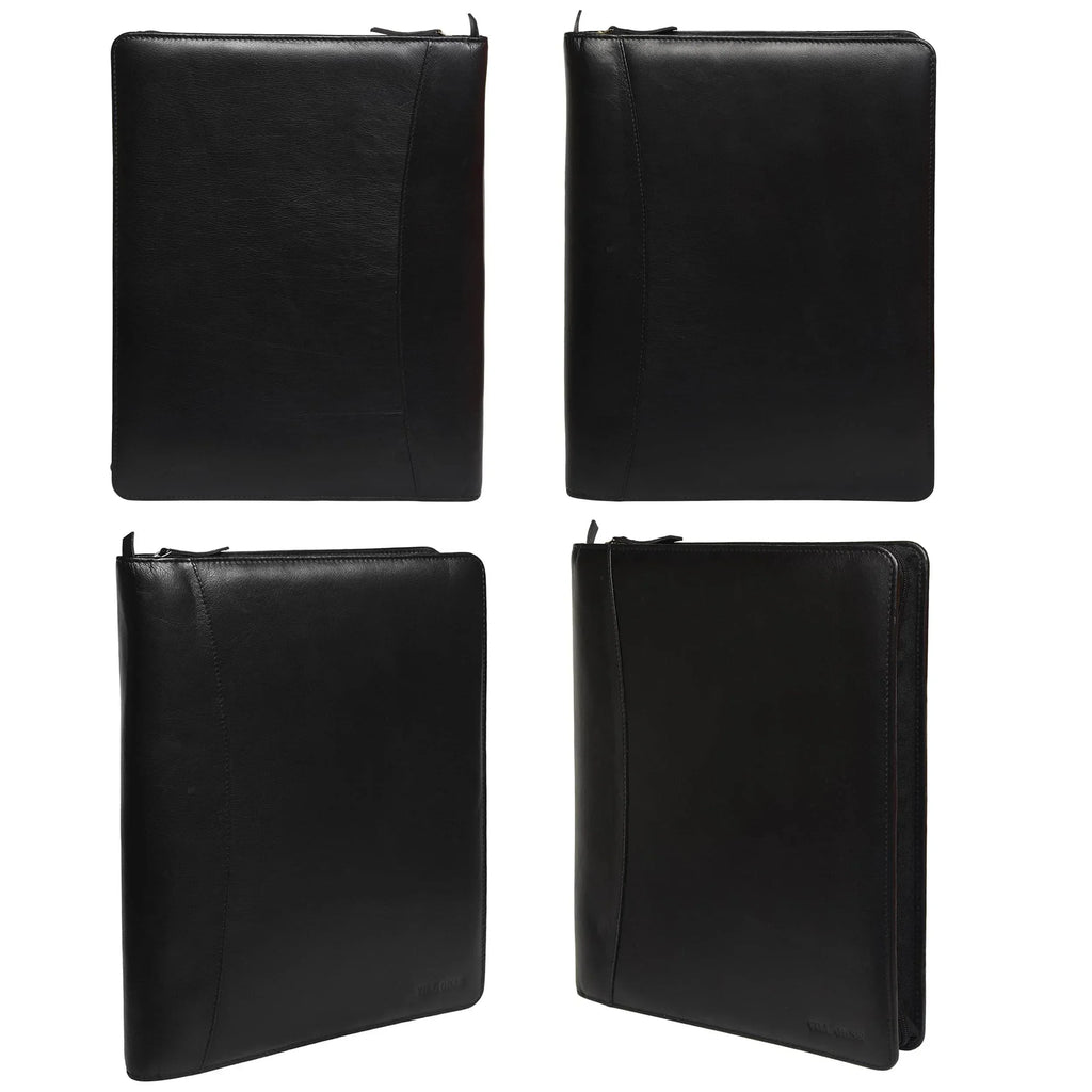 leather-padfolio-black-closed-four-angle-views - VILL OKSE