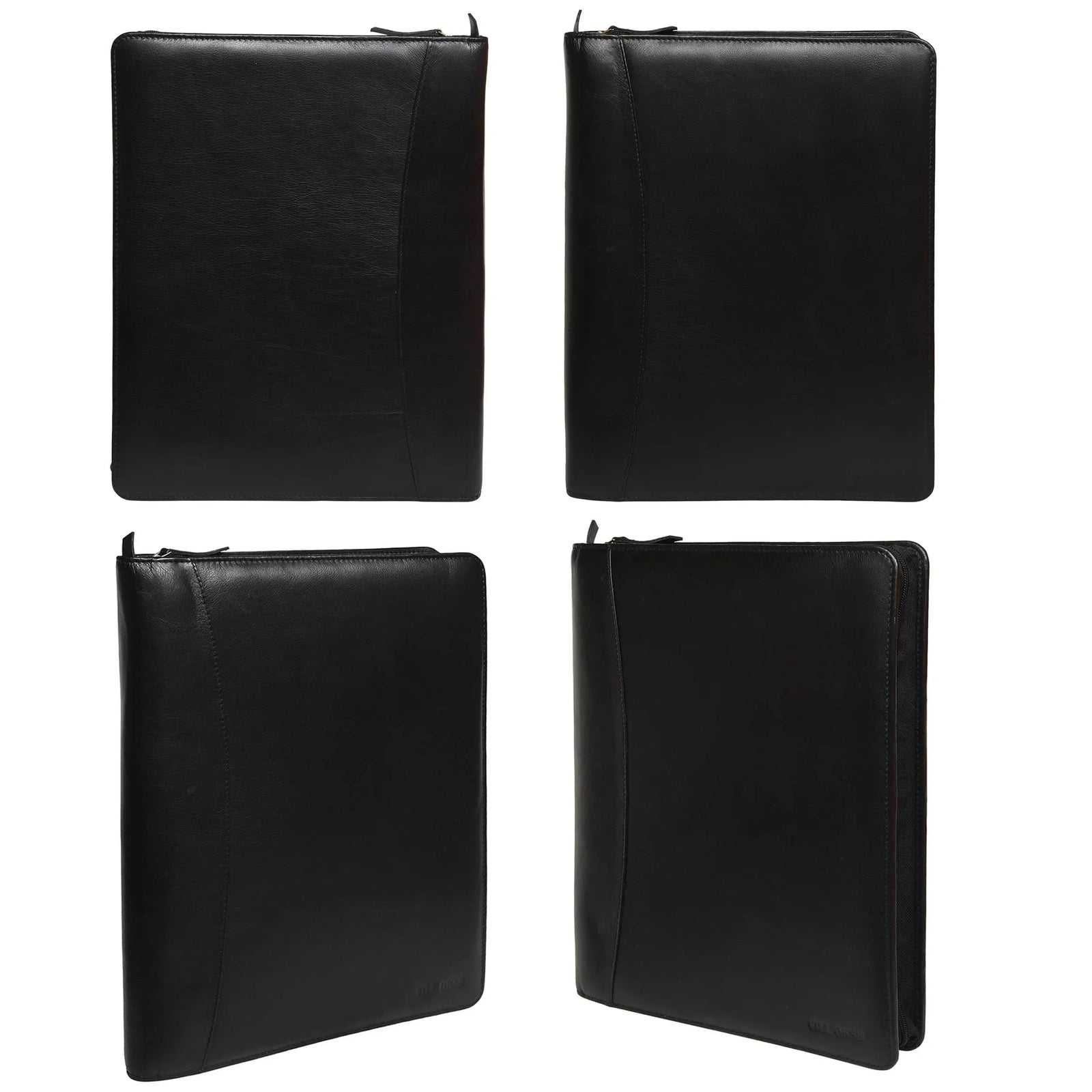 leather-padfolio-black-closed-four-angle-views - VILL OKSE