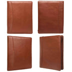 leather-padfolio-brown-closed-front-back-side-views - VILL OKSE