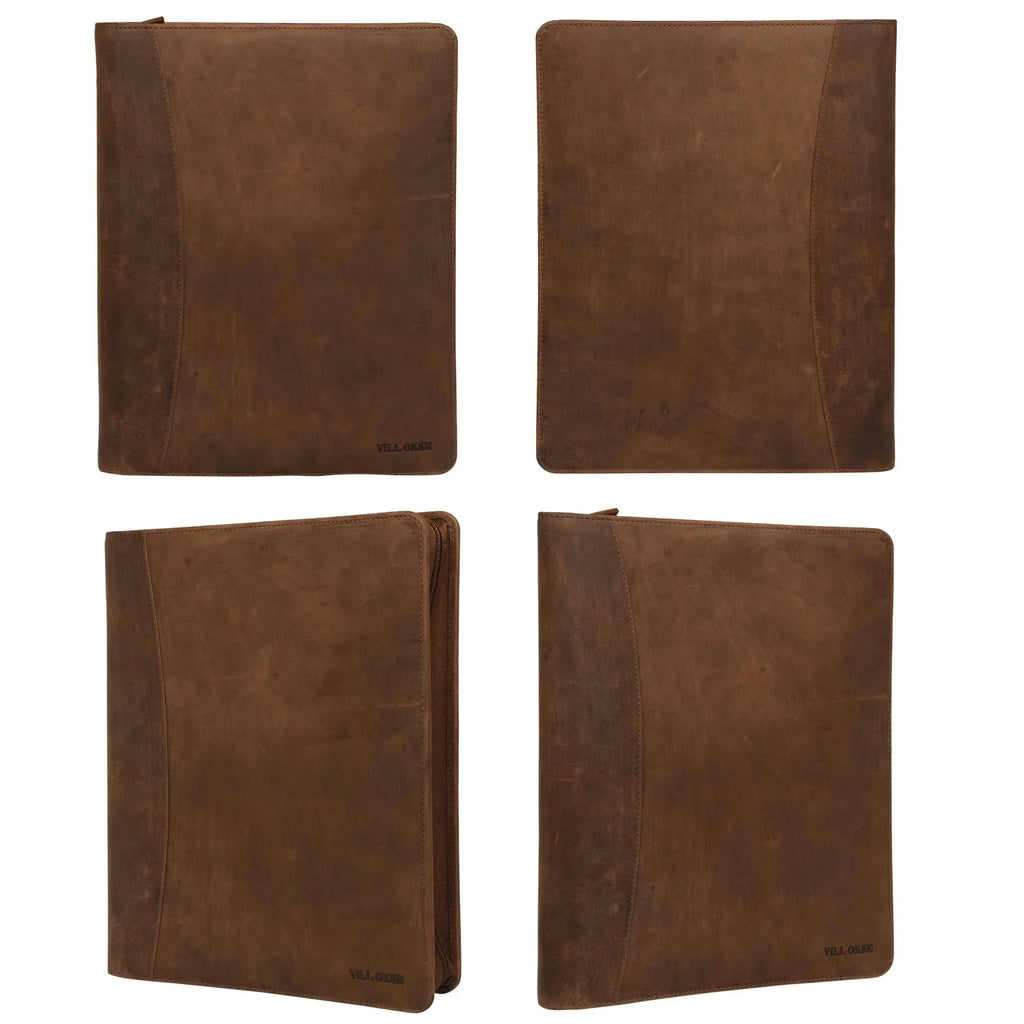 leather-padfolio-brown-front-back-views-closed - VILL OKSE