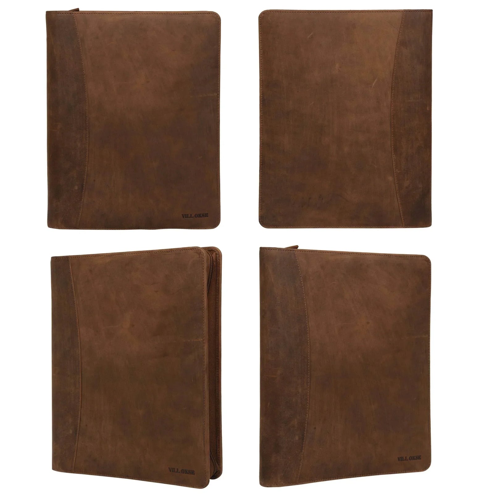 leather-padfolio-brown-front-back-views-closed - VILL OKSE