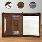 leather-padfolio-closeup-zipper-pen-holder-card-slots - VILL OKSE