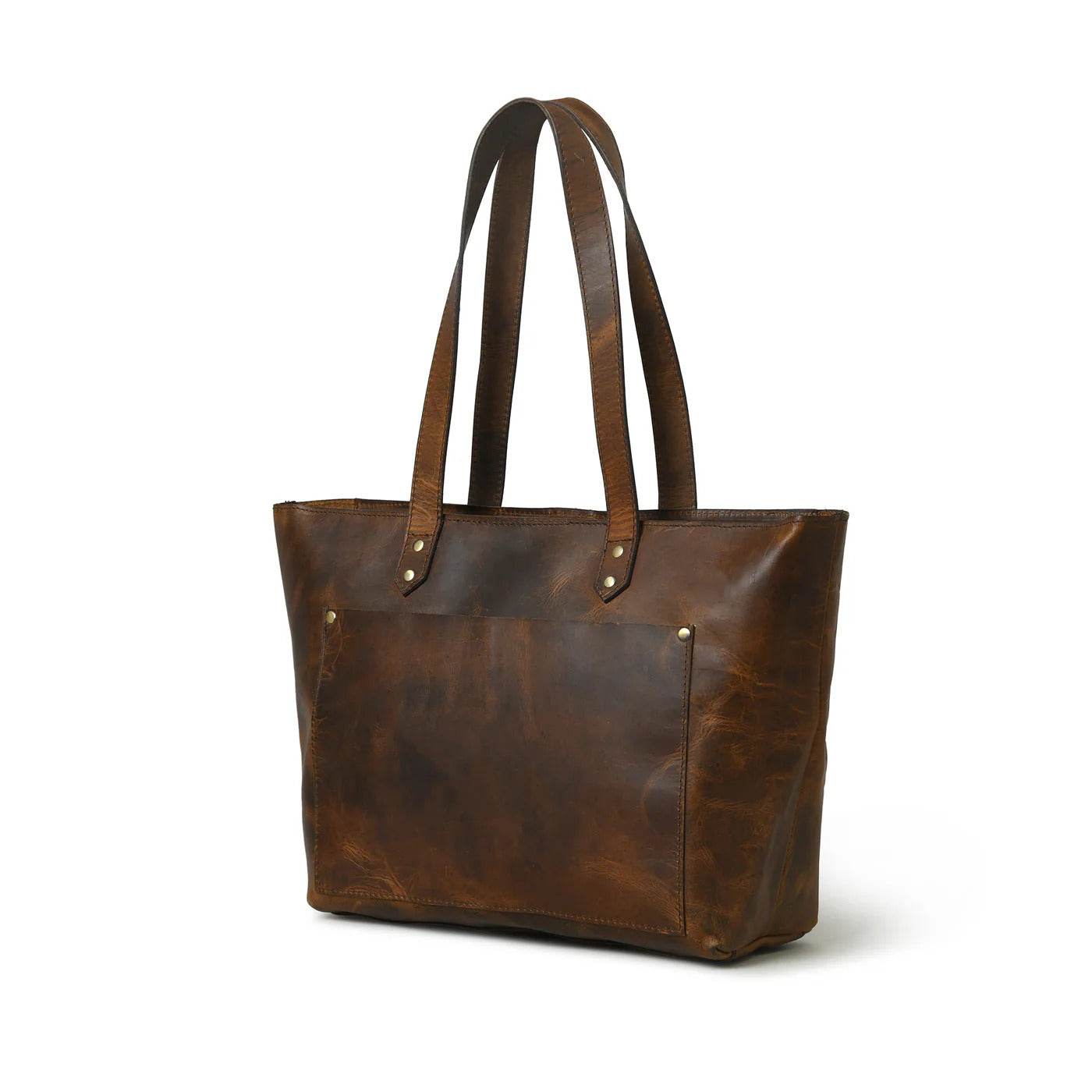 The Work - Genuine Leather Tote Bag - Oak Brown Hunter - VILL OKSE