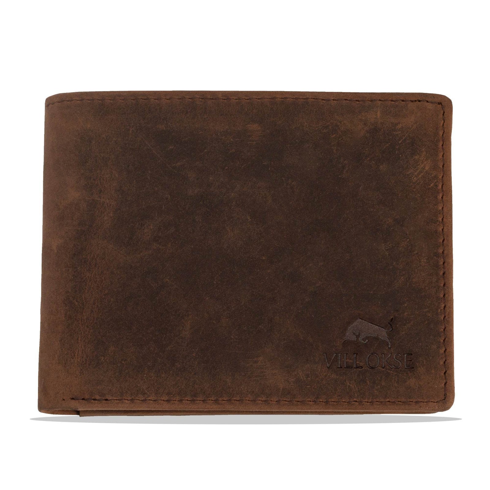 leather-wallet-brown-front-plain-smooth - VILL OKSE