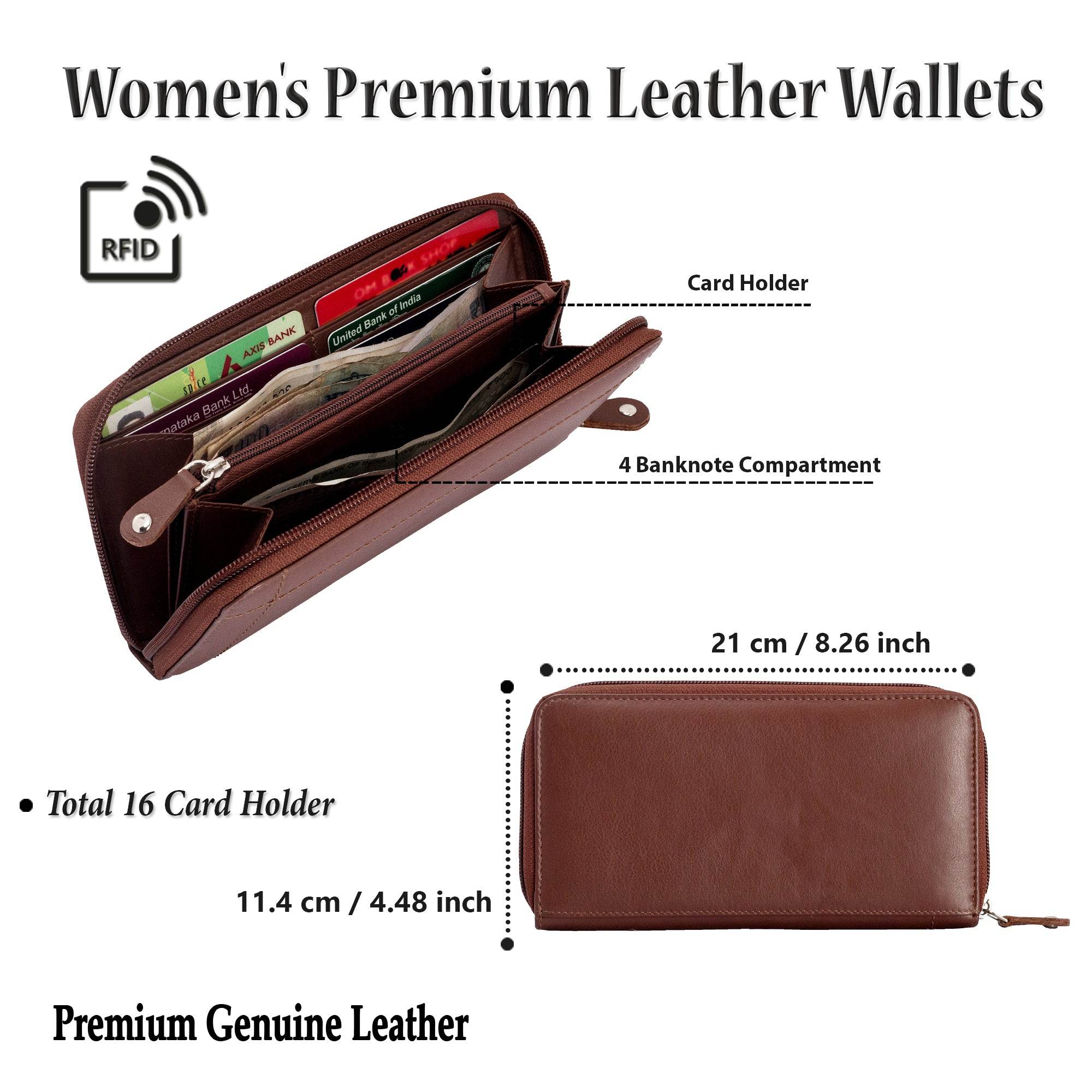 Dame - RFID Protected Leather Wallet - Cognac Nappa - VILL OKSE