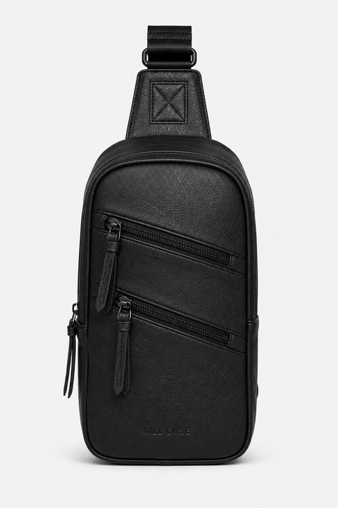 The Mark Leather Sling Bag for Men ( Black Nappa )