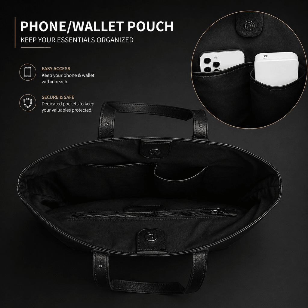 Noir Leather Tote Bag (Black Nappa)