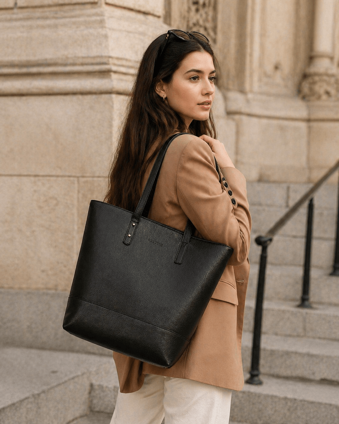 Noir Leather Tote Bag (Black Nappa)