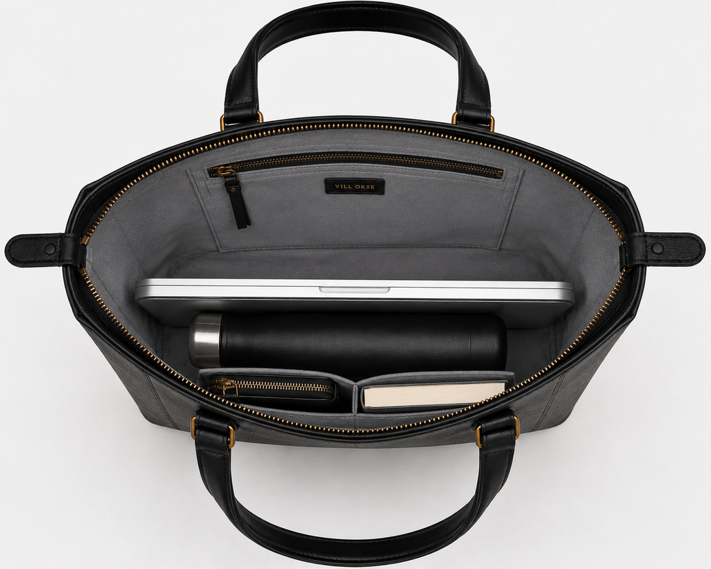The Palmyra Leather Handbag for Women ( Black Nappa )