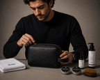 The Sleek Leather Toiletry Bag (Black Nappa)