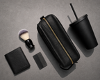 The Sleek Leather Toiletry Bag (Black Nappa)