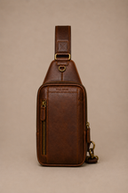 The Tudor Leather Sling / Messenger bag for Men ( Cognac Oil Pull Up )