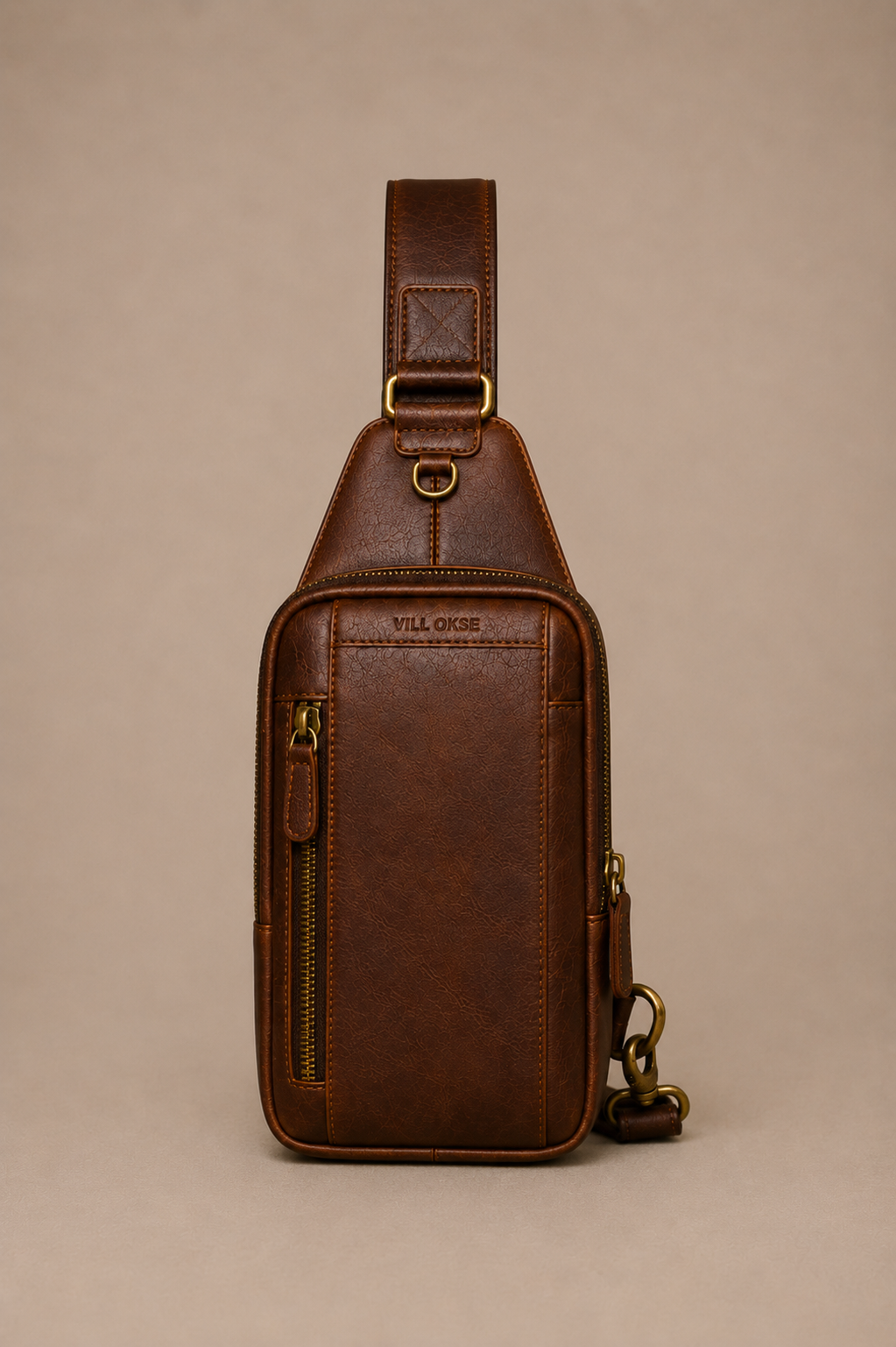 The Tudor Leather Sling / Messenger bag for Men ( Cognac Oil Pull Up )