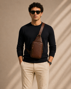 The Tudor Leather Sling / Messenger bag for Men ( Cognac Oil Pull Up )