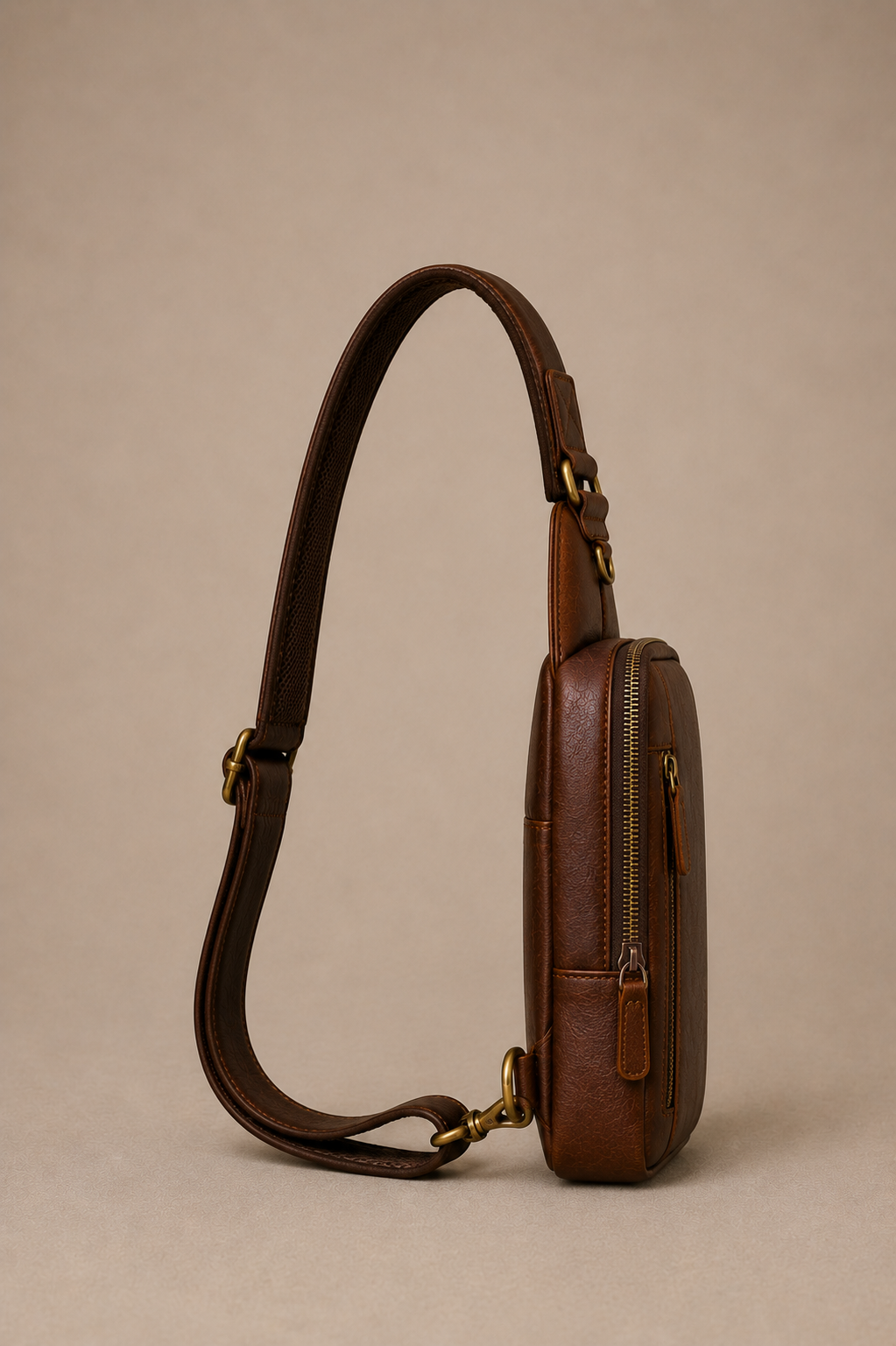 The Tudor Leather Sling / Messenger bag for Men ( Cognac Oil Pull Up )