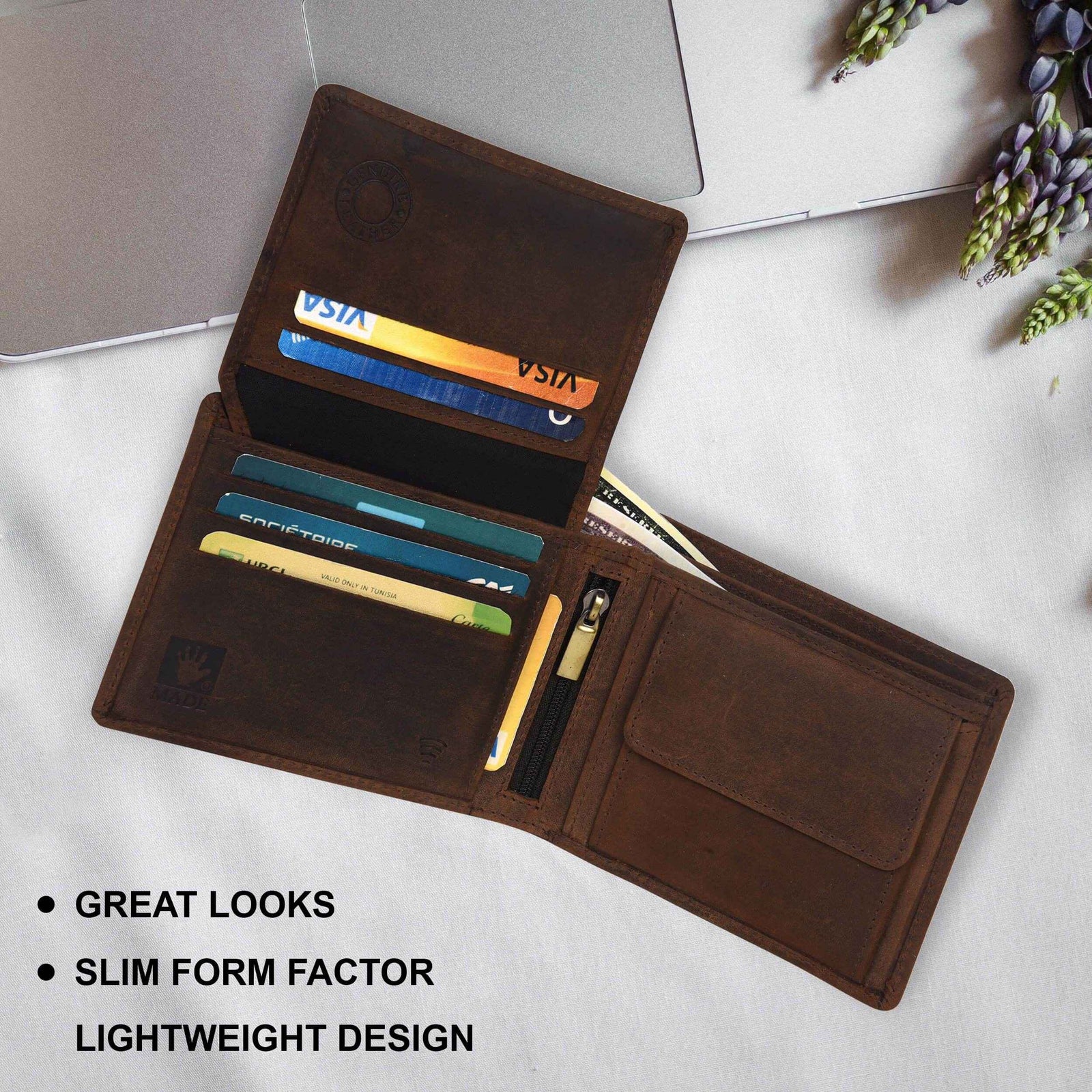 ville-orse-leather-wallet-open-showing-card-slots-zipper - VILL OKSE