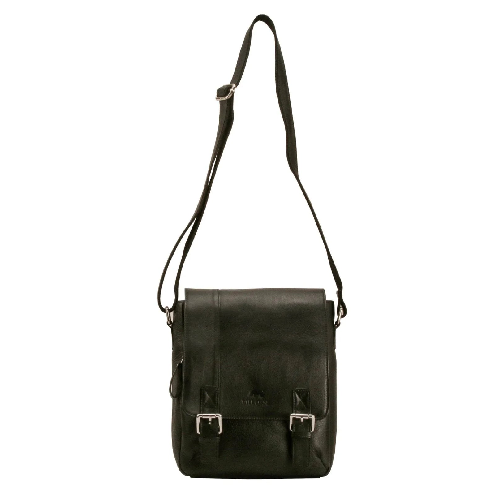 villoise-messenger-bag-black-leather-flap-closure - VILL OKSE
