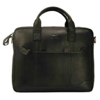 villokse-laptop-bag-black-leather-front-view-handle - VILL OKSE
