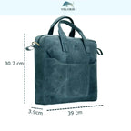 villokse-laptop-bag-blue-leather-dimensions - VILL OKSE