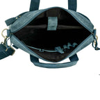 villokse-laptop-bag-blue-leather-top-open-view - VILL OKSE