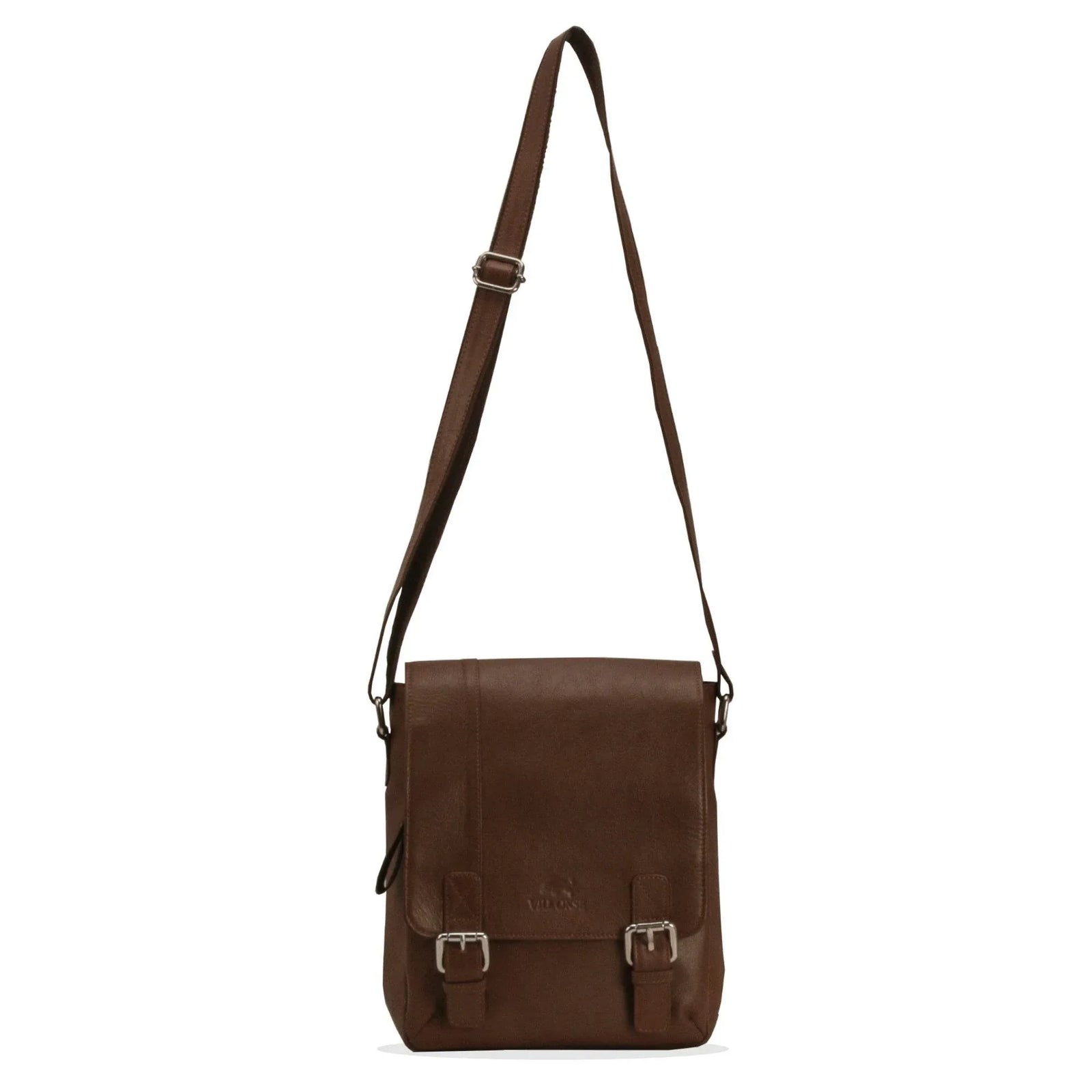 villokse-messenger-bag-brown-leather-front-strap - VILL OKSE