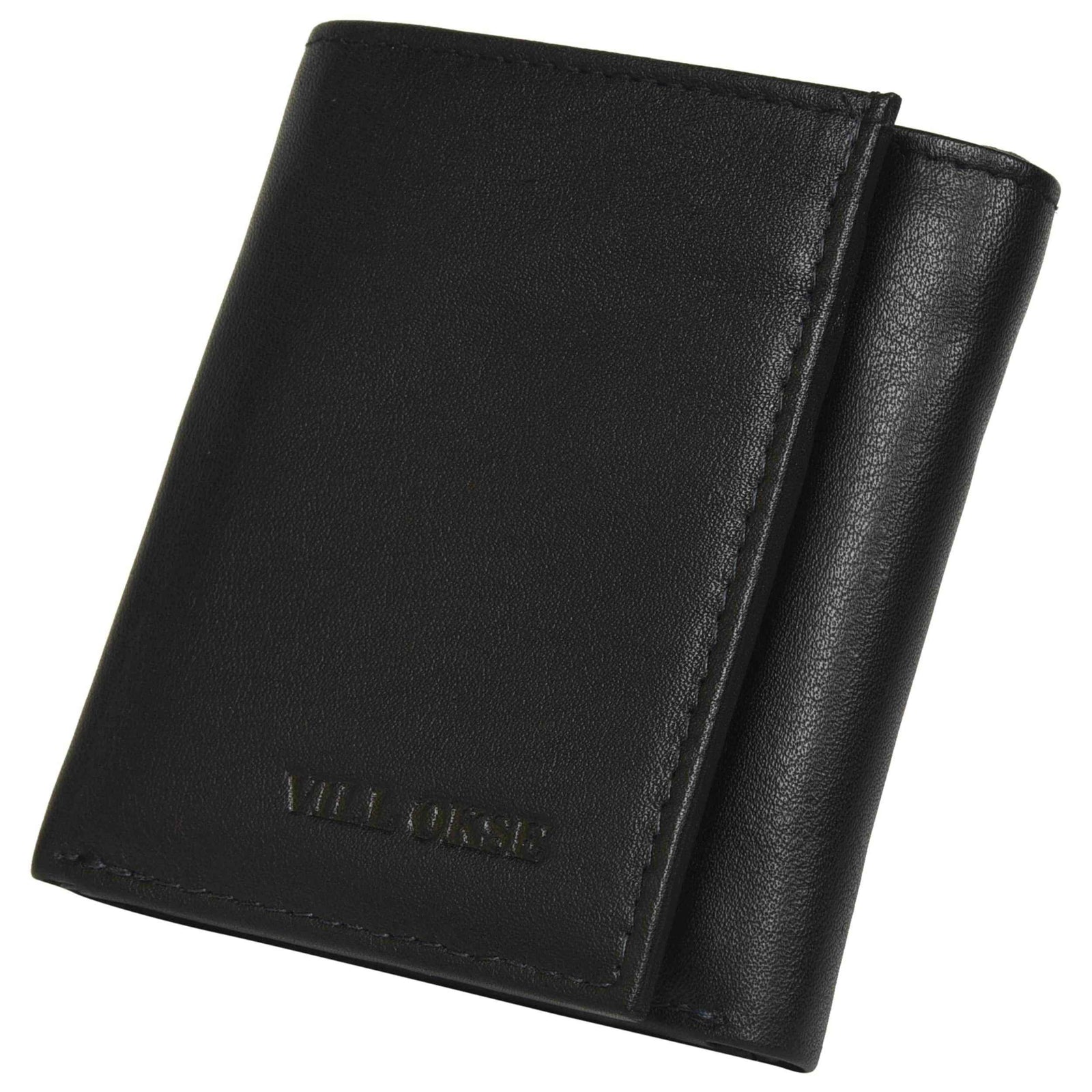 villorse-leather-wallet-black-folded-front - VILL OKSE