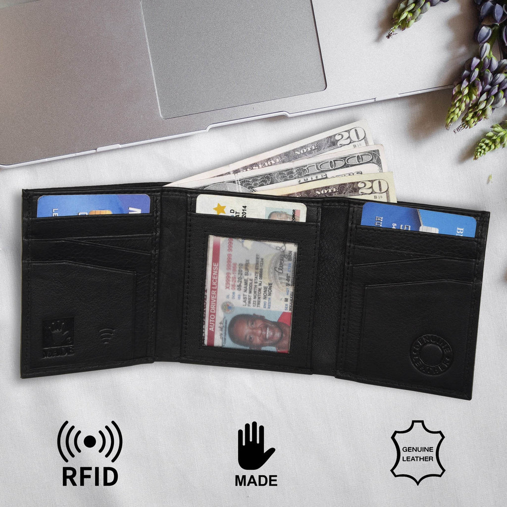 The NY Wallet - RFID Protected Leather Wallet - Black Nappa - VILL OKSE