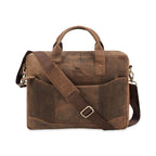 vilo-craft-laptop-bag-brown-leather-front-with-shoulder-strap - VILL OKSE