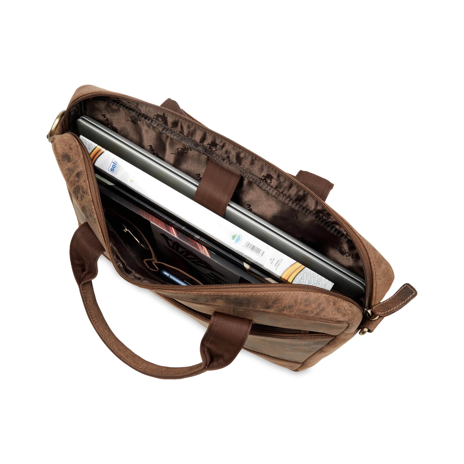 vilo-craft-laptop-bag-brown-leather-inside-filled-laptop-notebooks - VILL OKSE