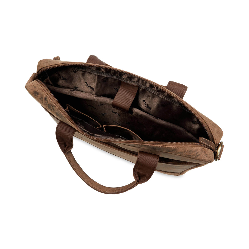 vilo-craft-laptop-bag-brown-leather-open-top-view-empty - VILL OKSE
