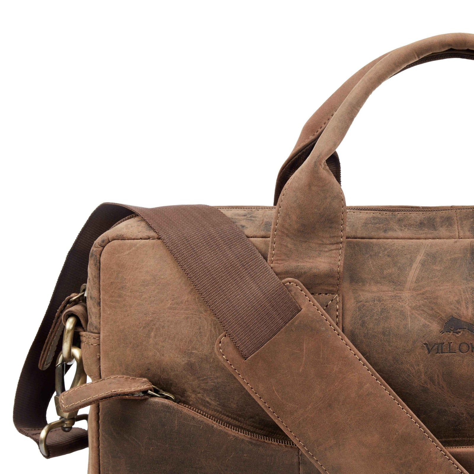 vilo-craft-laptop-bag-brown-leather-shoulder-strap-attachment - VILL OKSE