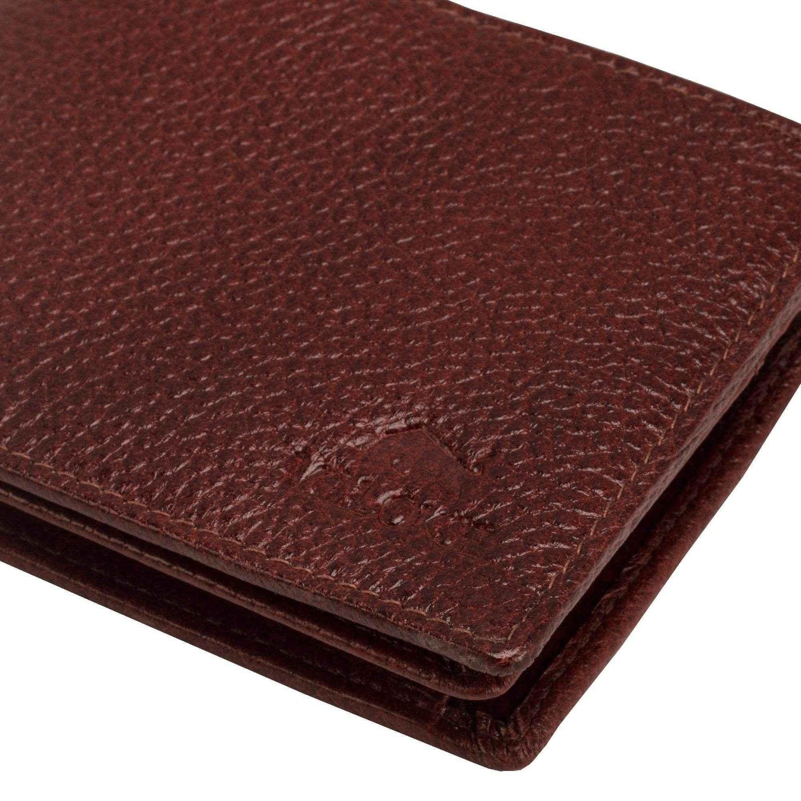 vilo-rfid-leather-wallet-brown-logo-closeup-detail - VILL OKSE