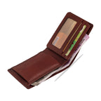 vilo-rfid-leather-wallet-brown-open-angled-card-visibility - VILL OKSE