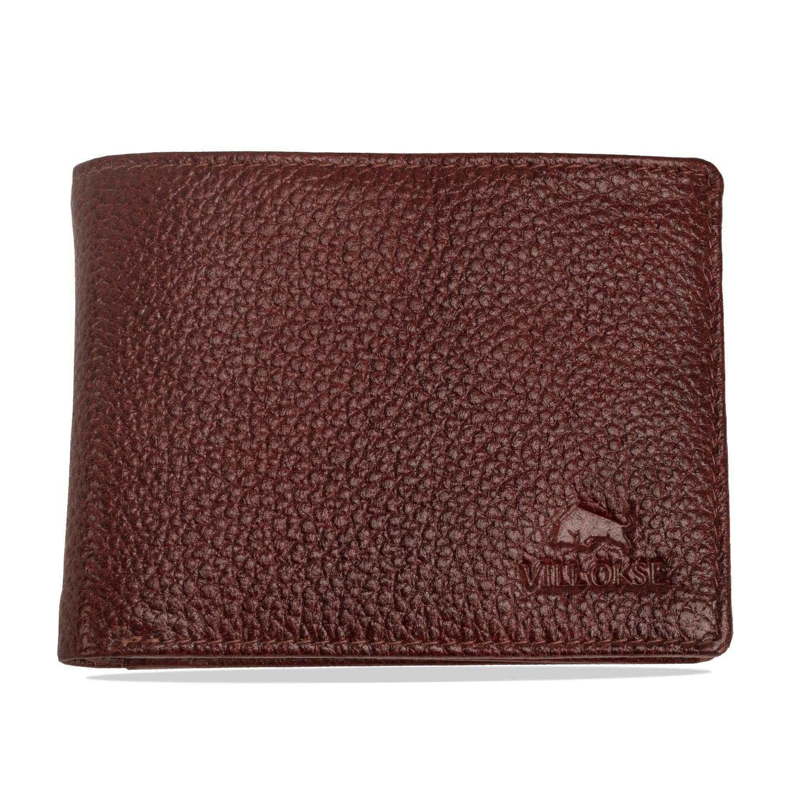 vilo-rfid-leather-wallet-brown-textured-closed-front - VILL OKSE