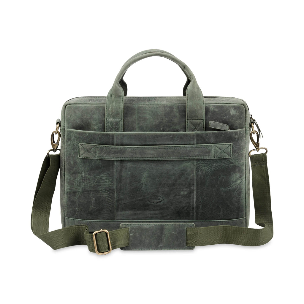 viloa-laptop-bag-green-leather-back-view-with-strap - VILL OKSE